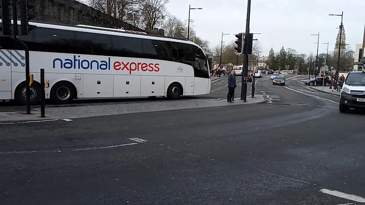 Bus and a coach in Cardiff City centre today. 16.12.2019.