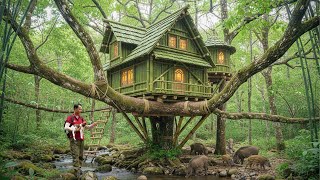 Survival Build Bamboo Tree House - Safe Shelter in the Tree