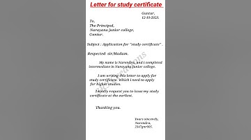 letter for study certificate in English #learningenglish #education #spoken #shorts #letter