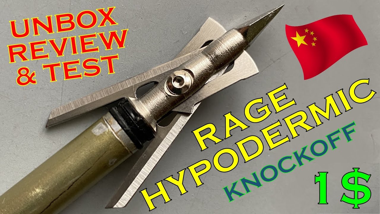 [66] Rage Hypodermic knockoff broadhead unboxing, review and test
