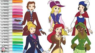 Disney Princess Coloring Book Compilation Cinderella Ariel Rapunzel Belle Snow White Tiana