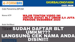 Buka eform.bri.co.id/bpum Buat Cek Daftar Penerima BLT UMKM