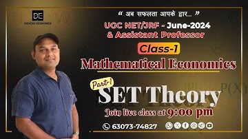 SET THEORY || MATHEMATICAL ECONOMICS FOR NET- JRF ECONOMICS JUNE 2024||ASSISTANT PROFESSOR ||