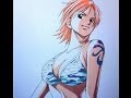 ワンピースのナミを手書きで描いてみた Nami of ONE PIECE was drawn.