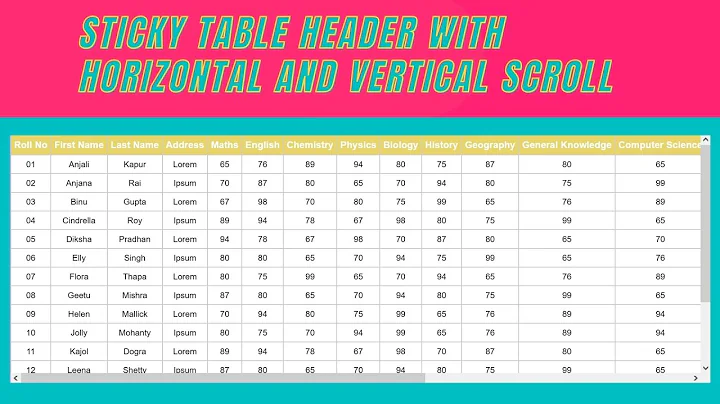 How to Create Sticky Table Header with Horizontal and Vertical Scroll using HTML5|CSS3|Bootstrap