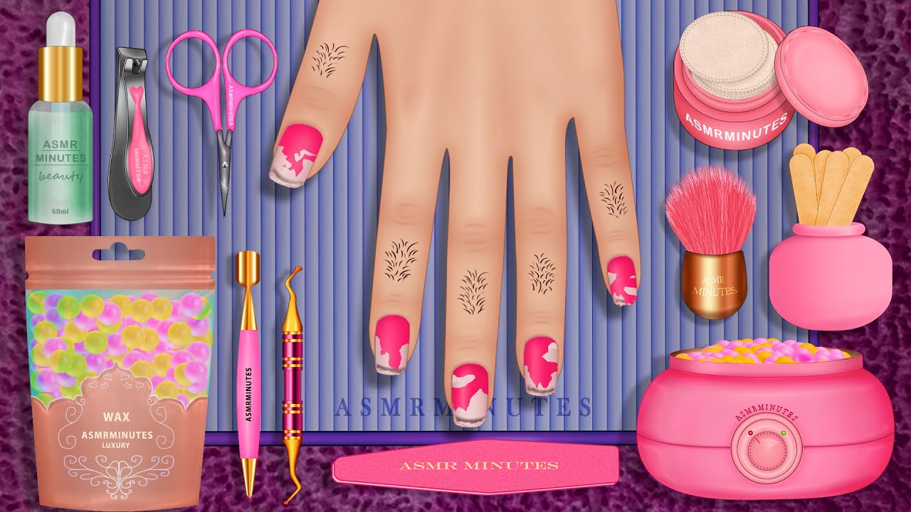 ASMR Relaxing Hand & Nail Care Animation 💖 Wax ,Clean ,Trim & Nourish