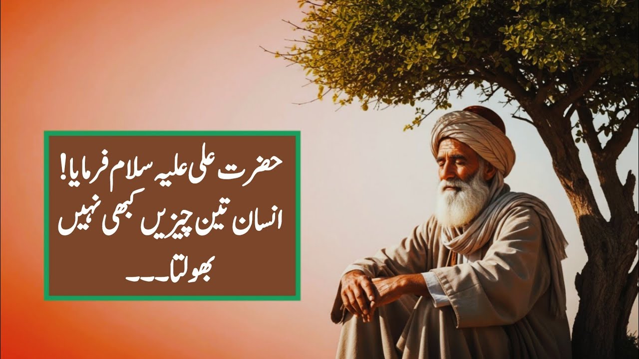Hazrat Ali (A. S)Ne Farmaya |Insan 3 cheezen kbhi Ni Bhoolta |Hazrat Ali K Piyarey Aqwal