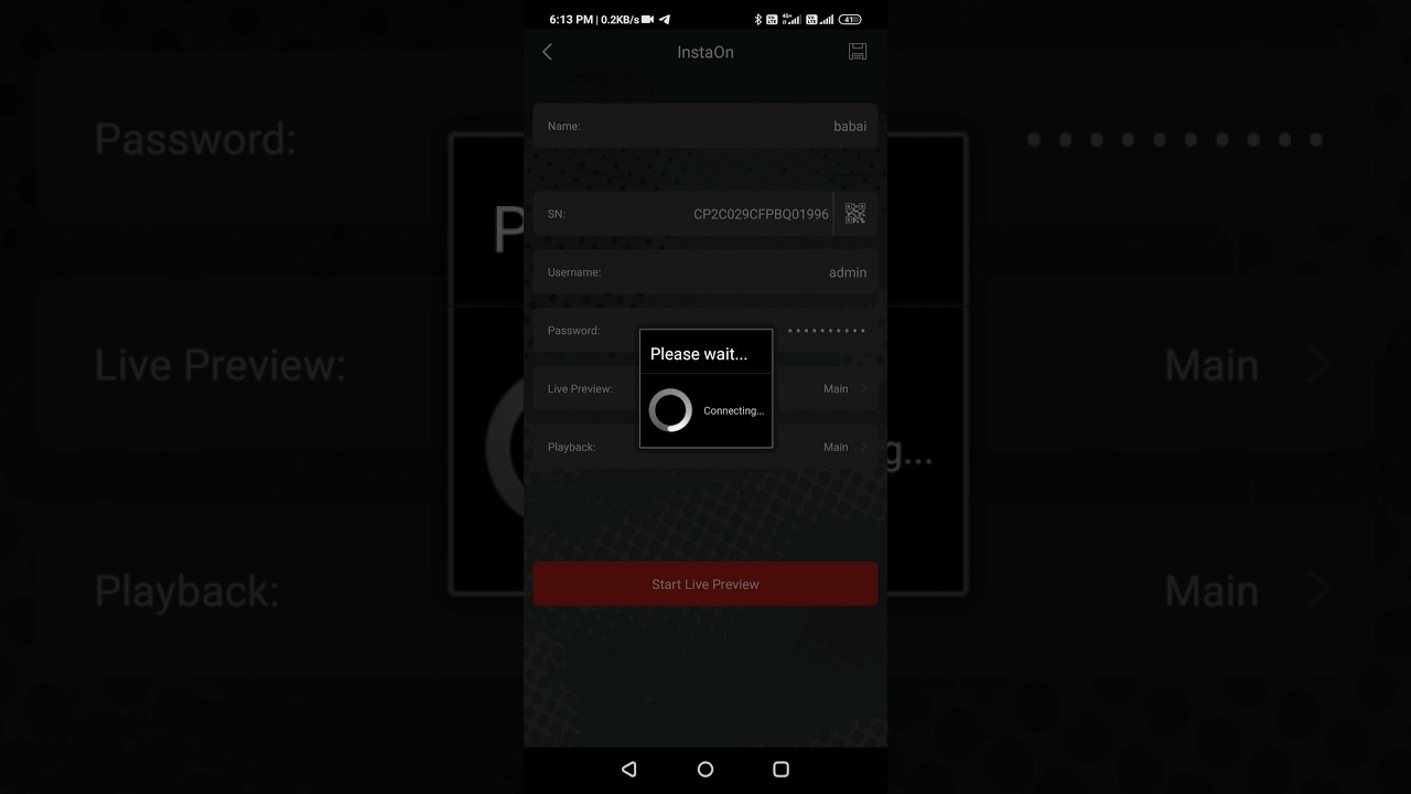 cpplus mobile app failed to connect !! issu