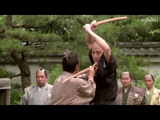 Samurai movie fight scene. Kenjutsu with bokken class=