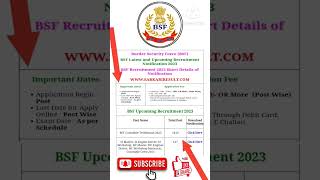 How to Fill Border Security Force BSF Recruitment Online Form 2023 notification--bsf
