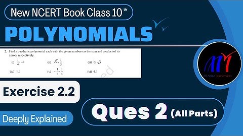 Chapter 2 Polynomials Exercise 2.2 ( Ques 2 ) Class 10 Maths | NCERT Solutions