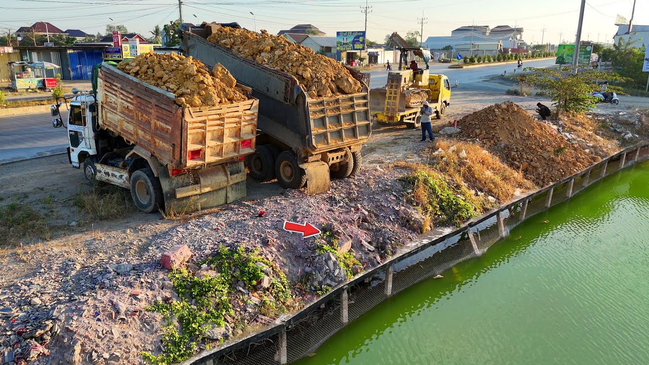 O.M.G!! Huge Size New Landfill Site! Be Watchful Use Dump Truck 25.5Ton & Dozer Push Soil, Mix VDO!!