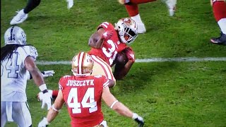 #31 from the 49ers raheem mostert breaks his arm on thursday night
football san francisco vs oakland raiders battle of bay 2018 remember
to like, s...