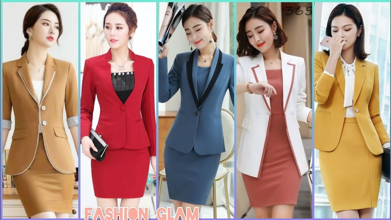 Ladies Office Wear Two Pieces Bodycon Midi Sheath Dresses With Blazer Jackets Styles