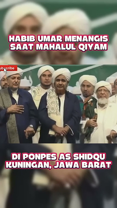 Habib Umar cries during Mahalul Qiyam at Ash Shidqu Islamic Boarding School, Kuningan, West Java ...