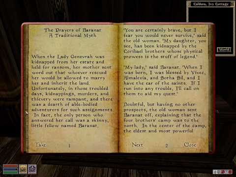 reading a random morrowind book the prayers of baranat youtube