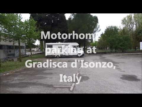 Motorhome parking at Gradisca d'Isonzo, Italy