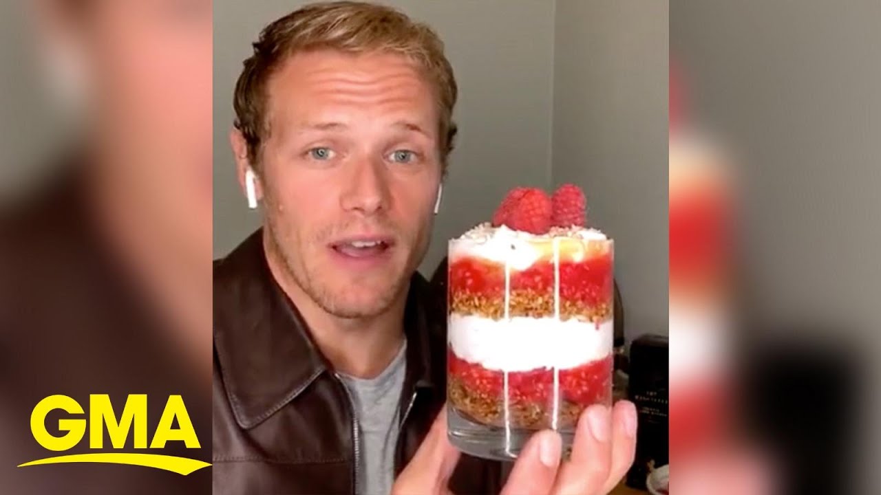 Sam Heughan is cooking cranachan with Ginger Zee GMA YouTube