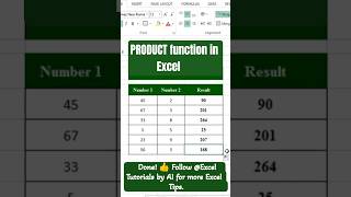 PRODUCT Function in Excel | Multiply Numbers Instantly | Excel Formula Tutorial | #excel #shorts