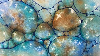 Abstract Texture Rocks in WATERCOLOR & reverse stenciling - 344