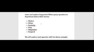 1.Explore SharePoint Online OData query operators in  REST API Operation | Learn SharePoint OData