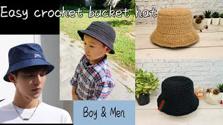 Easy crochet bucket hat ( English subs )/crochet hat for men /สอนถักหมวกบักเกตลายง่ายๆ มือใหม่ทำได้
