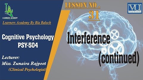 Cognitive Psychology (PSY504) VU | Lecture No.31 | Learners Academy By Bia Baloch