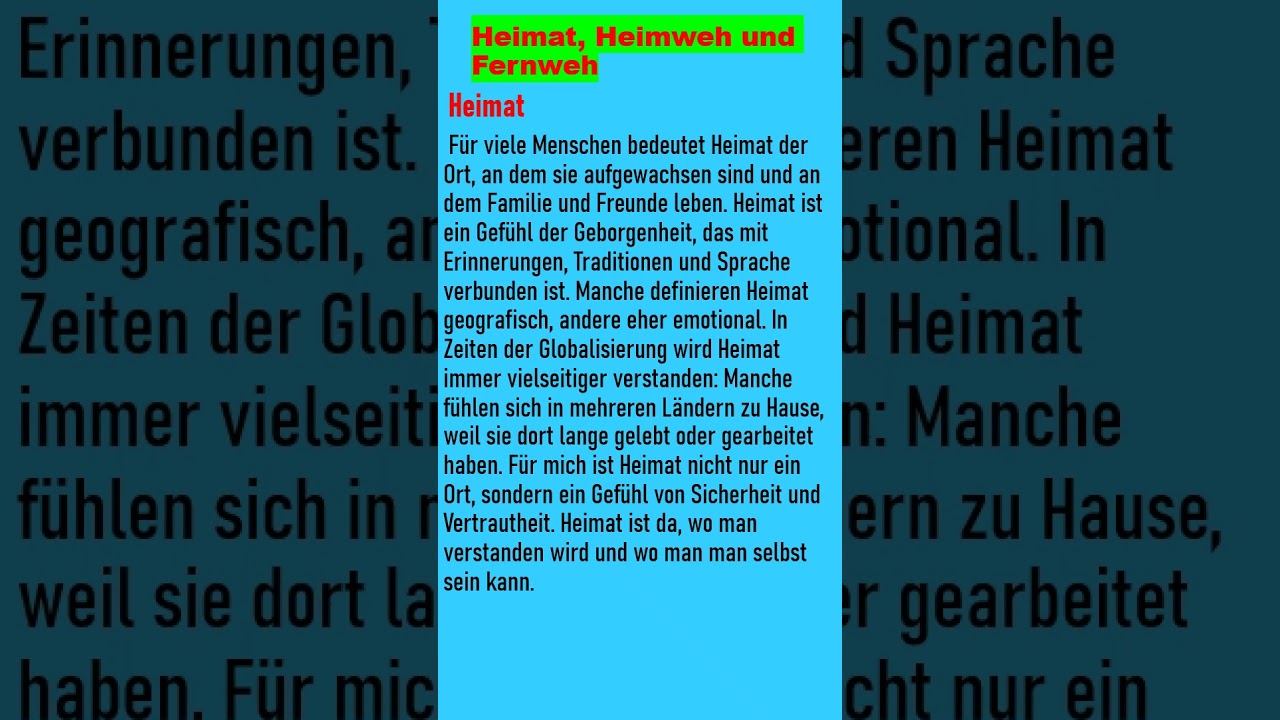 Was bedeutet Heimat wirklich? | Kurzbeitrag B2 
