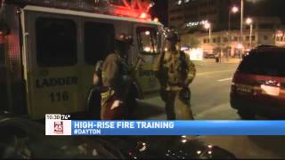 Firefighters Training in High-Rise Scenario