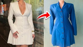 How to cut and sew a Shawl Collar Blazer dress with side pleats| Easy Sewing Tutorial #diy #new