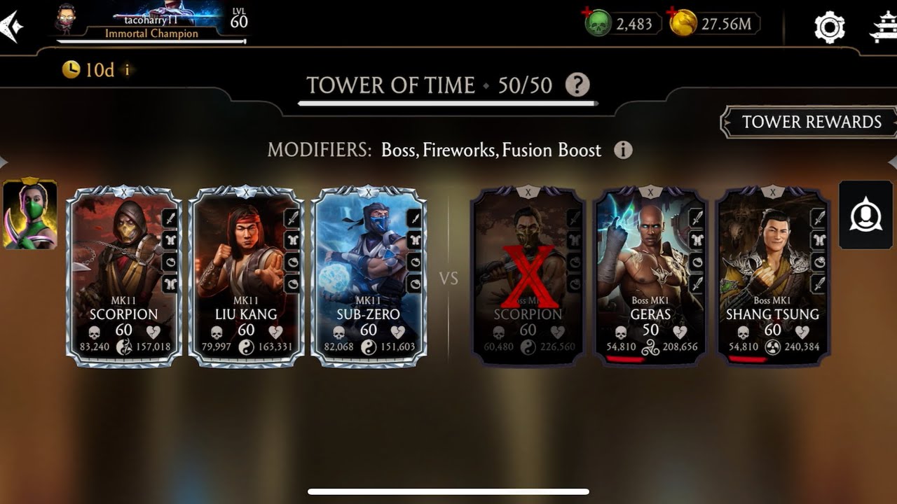 Tower of time battle 50. Using MK 11 Team. 