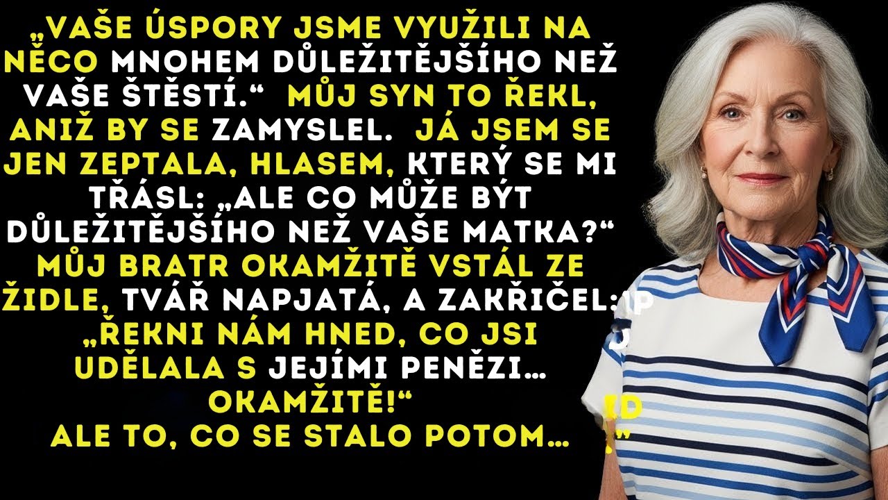 „Použili jsme je na něco důležitějšího, mami." Tuhle větu mi řekl můj vlastní syn, když jsem se zeptala, kam zmizelo mých třicet osm tisíc dolarů, které jsem šetřila celý život. Stál přede mnou s...