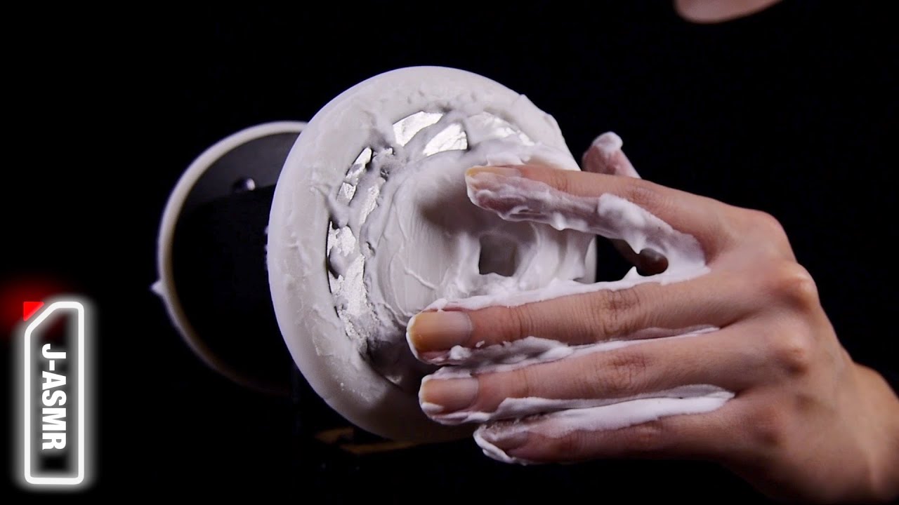 [ASMR]😍クセになるシェービングクリームマッサージ - Ear massage with Shaving cream(No Talking)😍