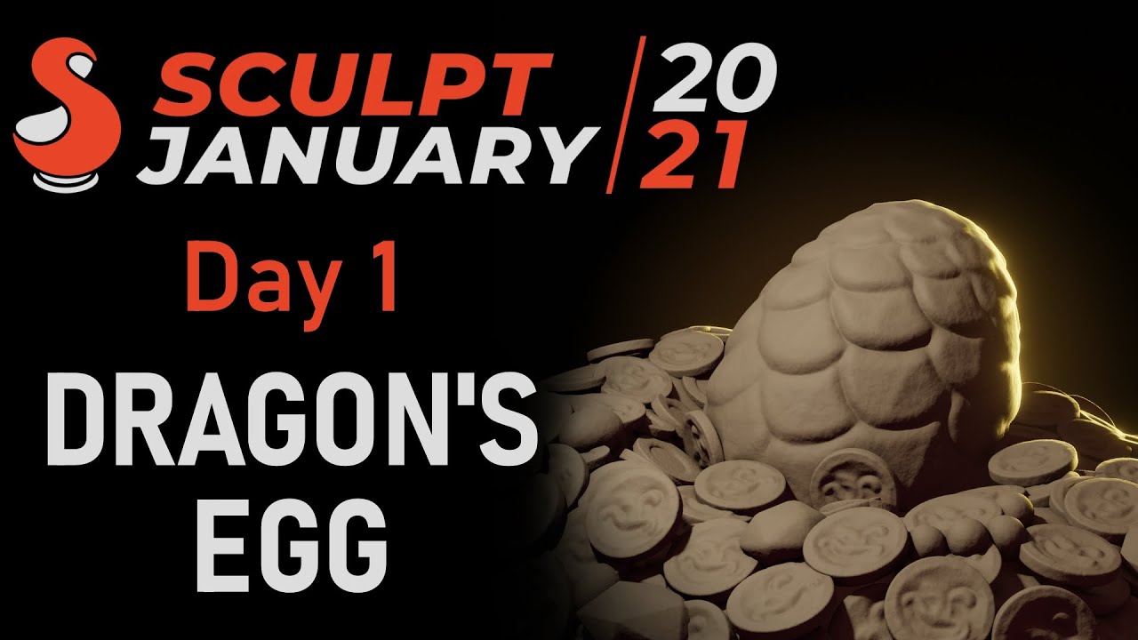 Sculpt January 2021 // Day 1 - Dragon's Egg // Blender timelapse