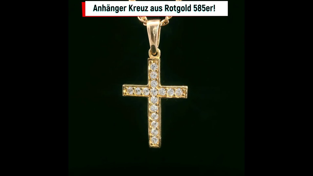 Anhänger Kreuz aus Rotgold 585er 