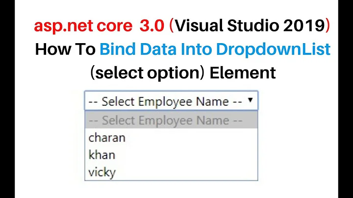 How To Bind Dropdown List With Database ASP.NET Core 3.0 Razor Pages