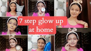 Get Glowing skin at home | seven step Glowup routine | #skincare #glowingskin