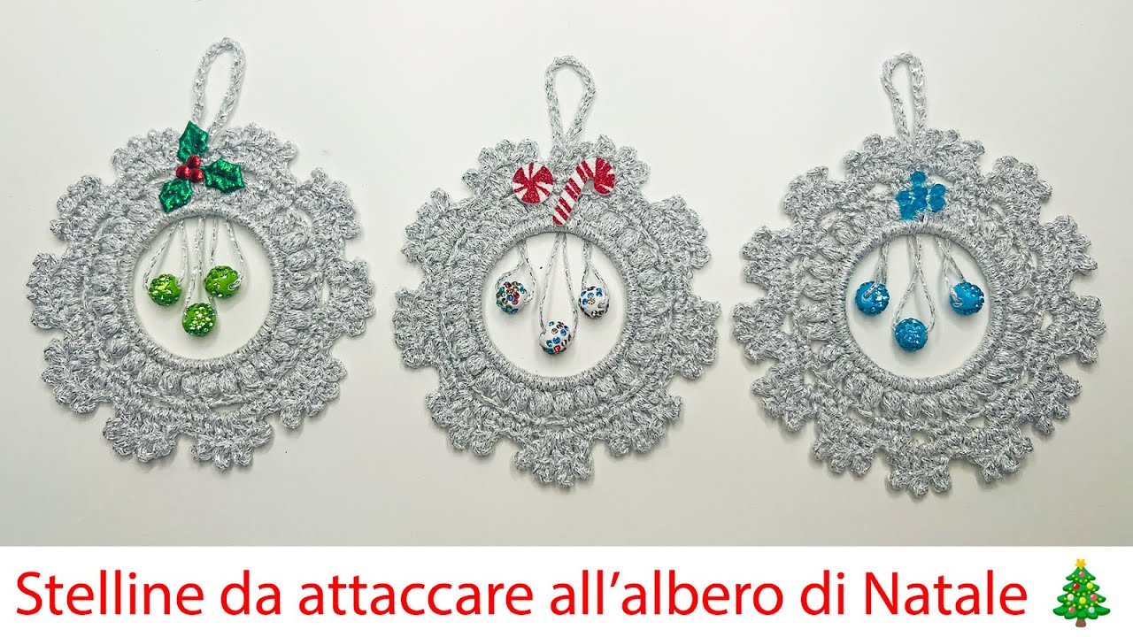 Stelline all'uncinetto da attaccare all’albero di Natale