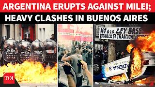 Mayhem In Argentina Explosions Rock Buenos Aires Parl Building Stormed As Milei Reform Sparks Fury