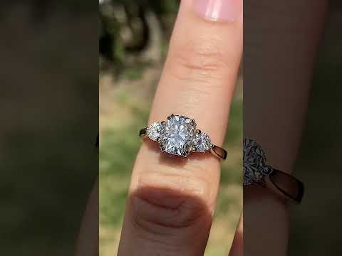Rectangular Cushion Three-Stone Moissanite Engagement Ring ring video