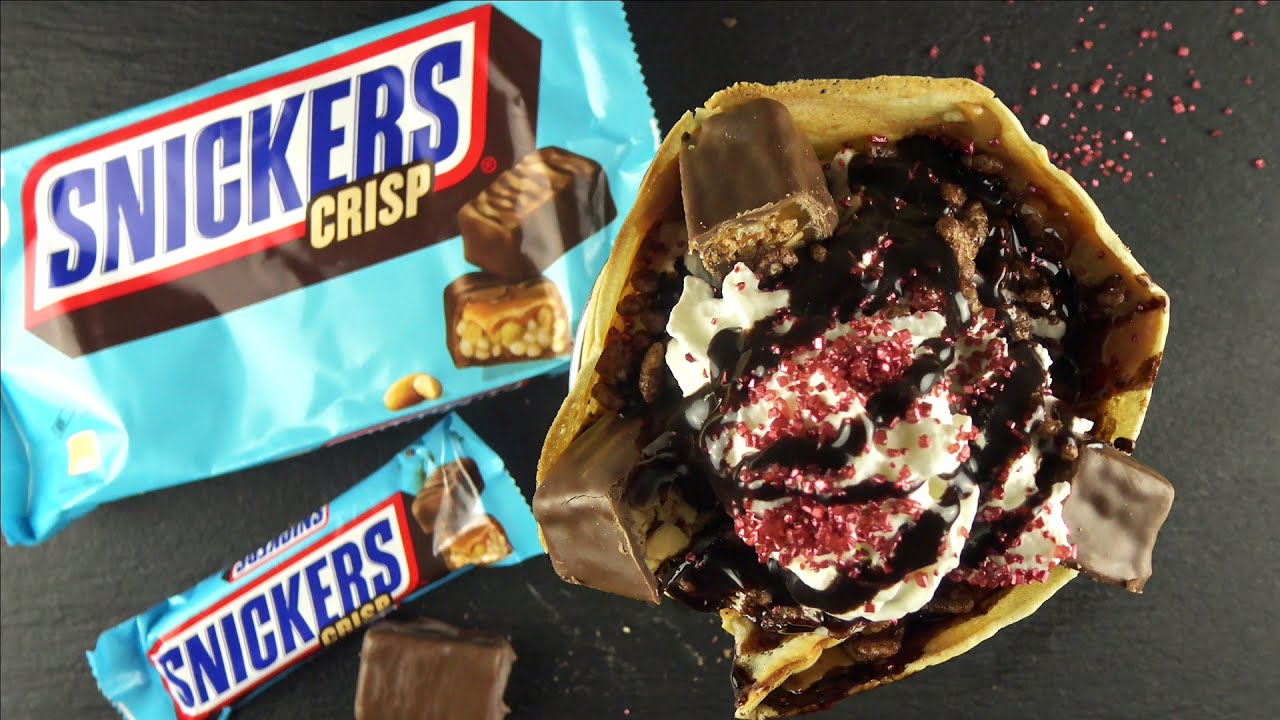 ASMR CRUNCHY CRÊPE | SNICKERS CRISP & CREAM OVERLOAD | HOW TO MAKE DELICIOUS PANCAKE | NO TALKING