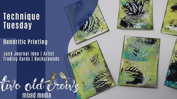 Dendritic Printing ATC card | Technique Tuesday | Junk Journal Idea | Artist Trading Card Background