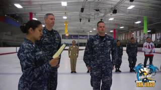Hockey Themed US Navy Reenlistment Ceremony for Patriots Hockey Captain