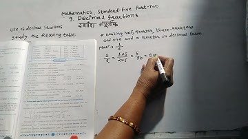 Mathematics standard -five.part -Two.9 Decimal Fractions.write half, quarter in decimal form.