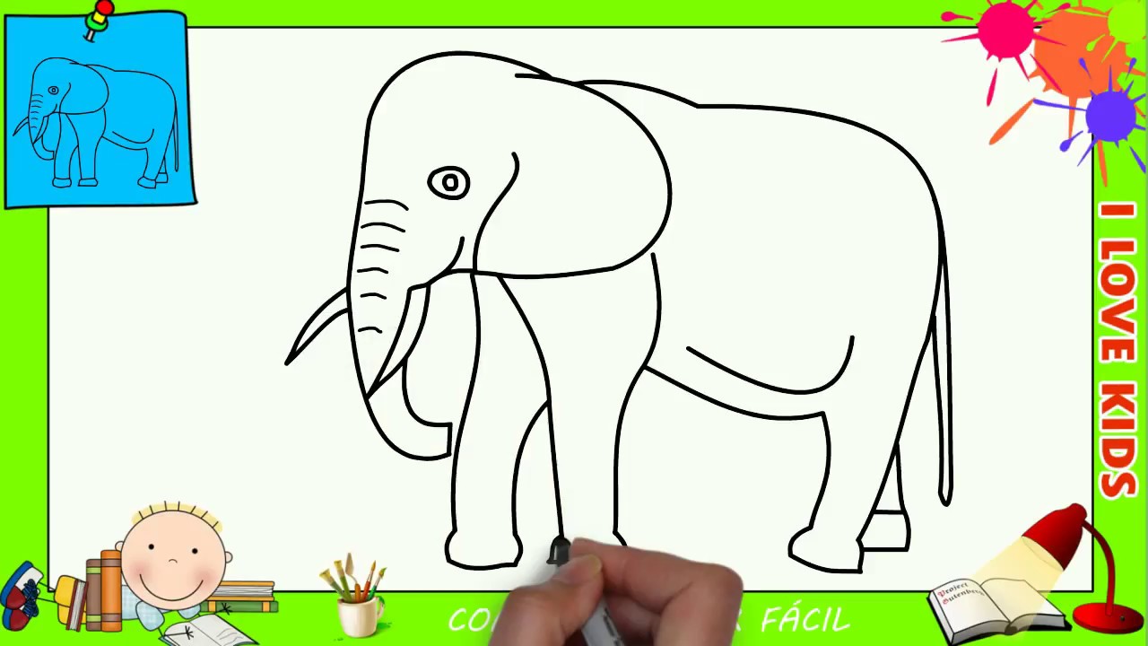 Como desenhar um elefante para crianças. etapas de desenho fáceis para  crianças. ilustração em vetor de animais.