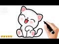 How to draw a cute baby kitten  happy drawings 