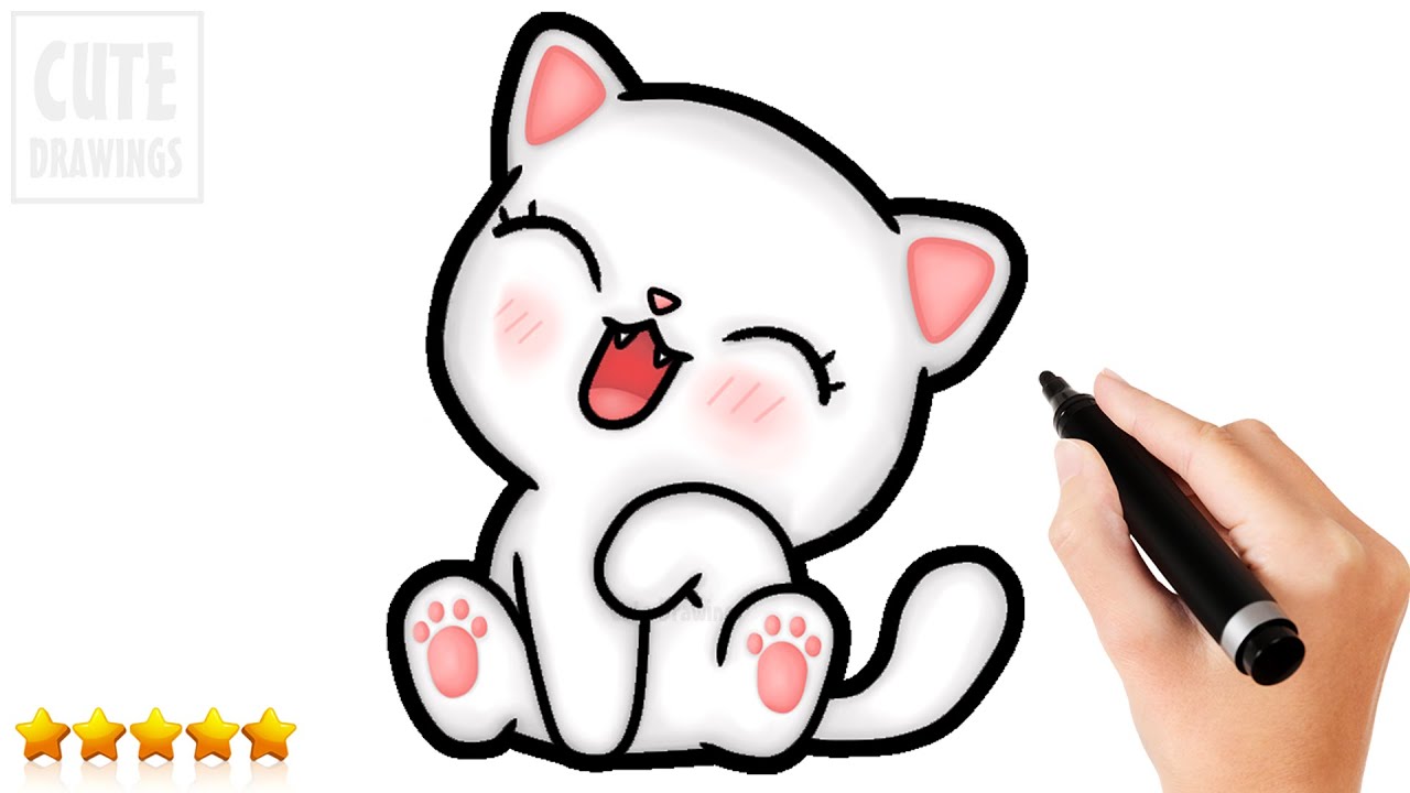 How to Draw a Cute Baby Kitten | Happy Drawings 😹 - YouTube