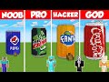 SODA DRINK CAN HOUSE BUILD CHALLENGE - Minecraft Battle: NOOB vs PRO vs HACKER vs GOD / Animation