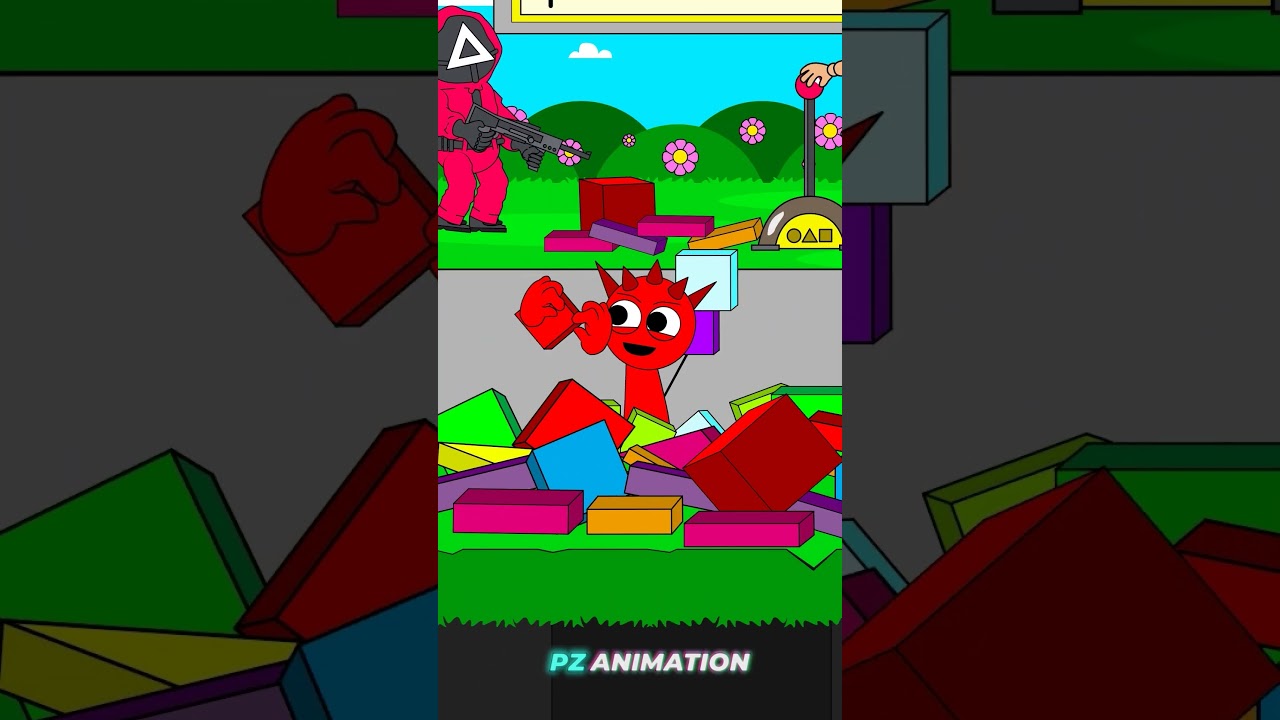 Sprunki Squid Game Challenge! - Collect the colored tower to win | Sprunki