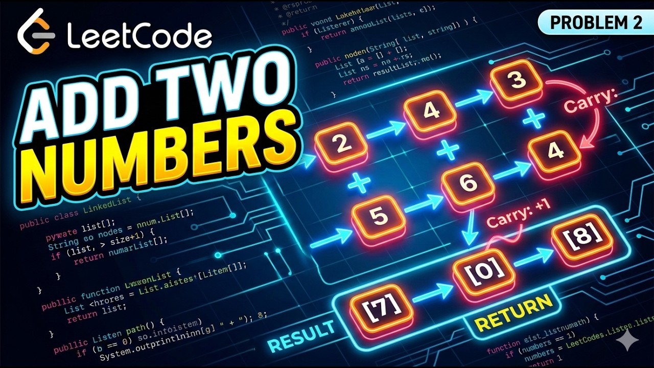 LeetCode 2 | Add Two Numbers | Linked List + Carry Explained | C++ ...